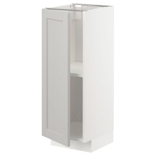 METOD base cabinet with shelves, white/Lerhyttan light grey, 30x37 cm