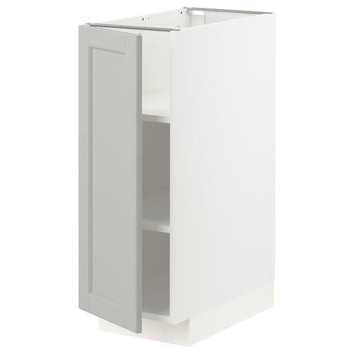 METOD - Base cabinet with shelves, white/Lerhyttan light grey, 30x60 cm