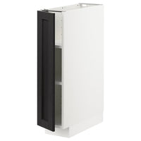 METOD base cabinet with shelves, white/Lerhyttan black stained, 20x60 cm