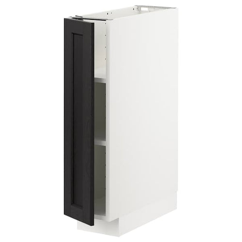 METOD - Base cabinet with shelves, white/Lerhyttan black stained, 20x60 cm