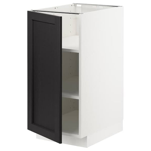 METOD - Base cabinet with shelves, white/Lerhyttan black stained, 40x60 cm
