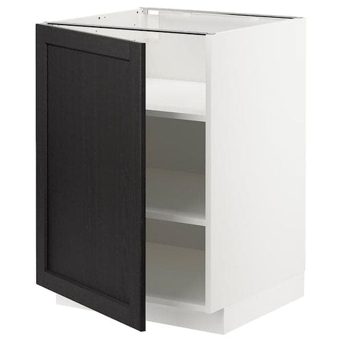METOD - Base cabinet with shelves, white/Lerhyttan black stained, 60x60 cm