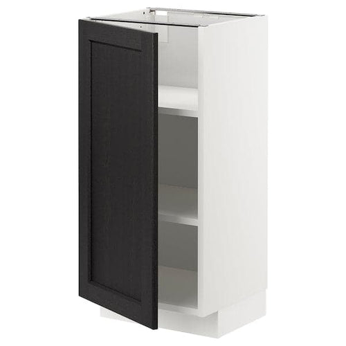 METOD - Base cabinet with shelves, white/Lerhyttan black stained , 40x37 cm