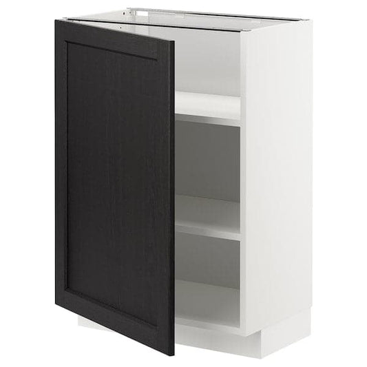 METOD - Base cabinet with shelves, white/Lerhyttan black stained, 60x37 cm - best price from Maltashopper.com 59457870