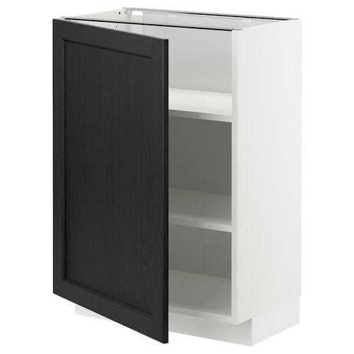 METOD - Base cabinet with shelves, white/Lerhyttan black stained, 60x37 cm