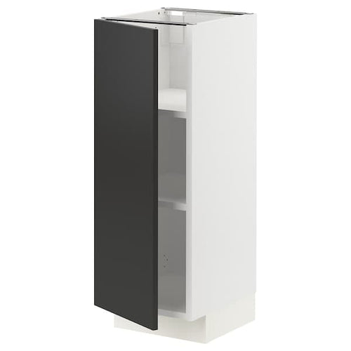 METOD - Base cabinet with shelves, white/Nickebo matt anthracite, 30x37 cm