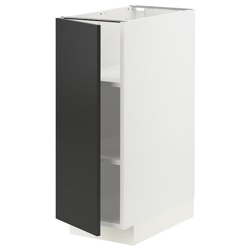 METOD - Base cabinet with shelves, white/Nickebo matt anthracite, 30x60 cm