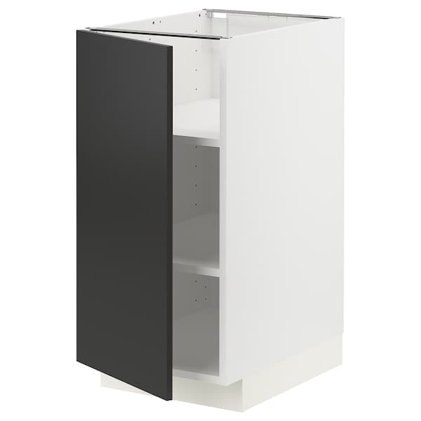 Ikea METOD - Base cabinet with shelves, white/Nickebo matt anthracite, 40x60 cm