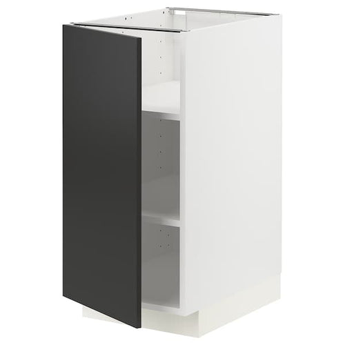 METOD - Base cabinet with shelves, white/Nickebo matt anthracite, 40x60 cm