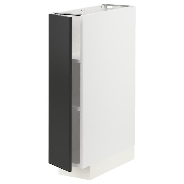 METOD - METOD Base cabinet with shelves, white/Nickebo matt anthracite, 20x60 cm