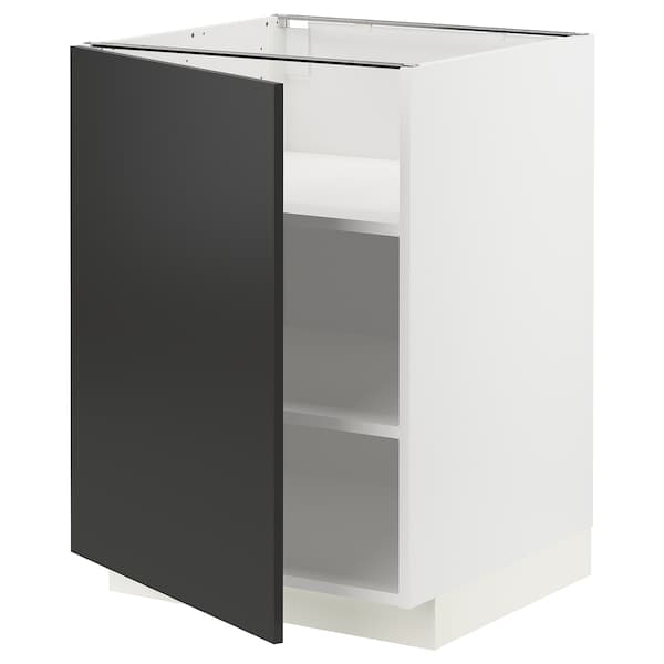 Ikea METOD - Base cabinet with shelves, white/Nickebo matt anthracite, 60x60 cm