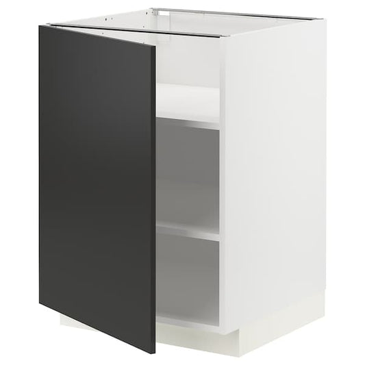 Ikea METOD - Base cabinet with shelves, white/Nickebo matt anthracite, 60x60 cm