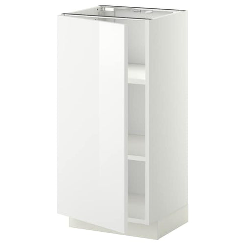 METOD base cabinet with shelves, white/Ringhult white, 40x37 cm