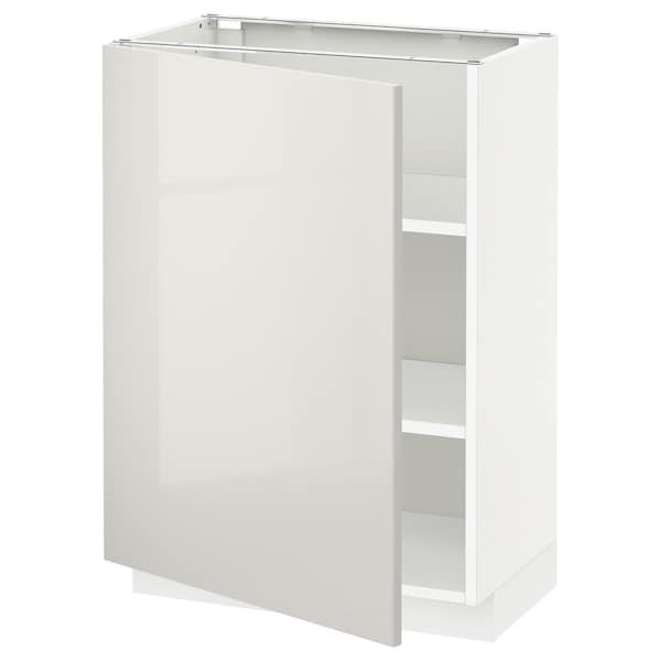 Ikea METOD - Base cabinet with shelves, white/Ringhult light grey, 60x37 cm