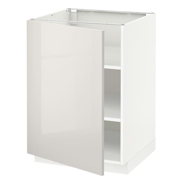Ikea METOD - Base cabinet with shelves, white/Ringhult light grey, 60x60 cm