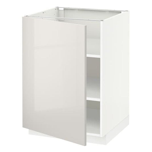 Ikea METOD - Base cabinet with shelves, white/Ringhult light grey, 60x60 cm
