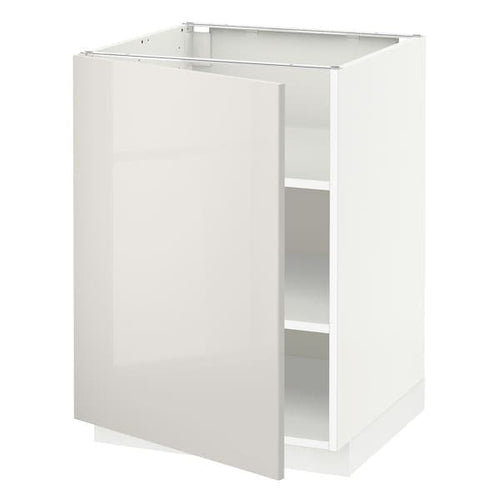 METOD - Base cabinet with shelves, white/Ringhult light grey, 60x60 cm