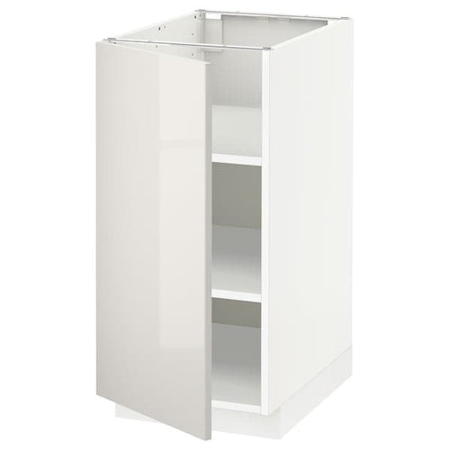 METOD base cabinet with shelves, white/Ringhult light grey, 40x60 cm