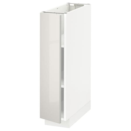 METOD - Base cabinet with shelves, white/Ringhult light grey, 20x60 cm