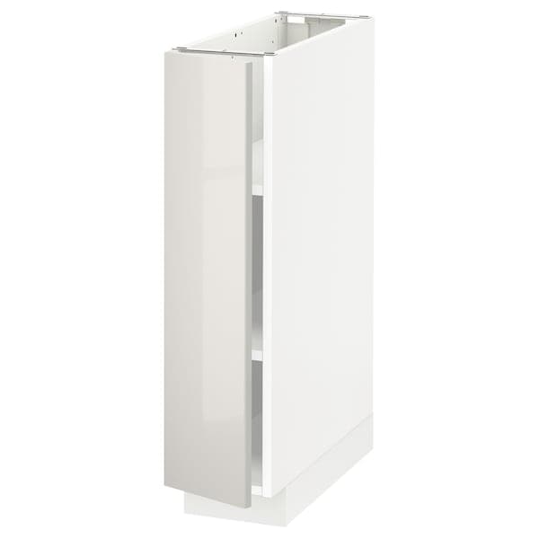 METOD - Base cabinet with shelves, white/Ringhult light grey, 20x60 cm