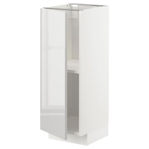 METOD - Base cabinet with shelves, white/Ringhult light grey, 30x37 cm