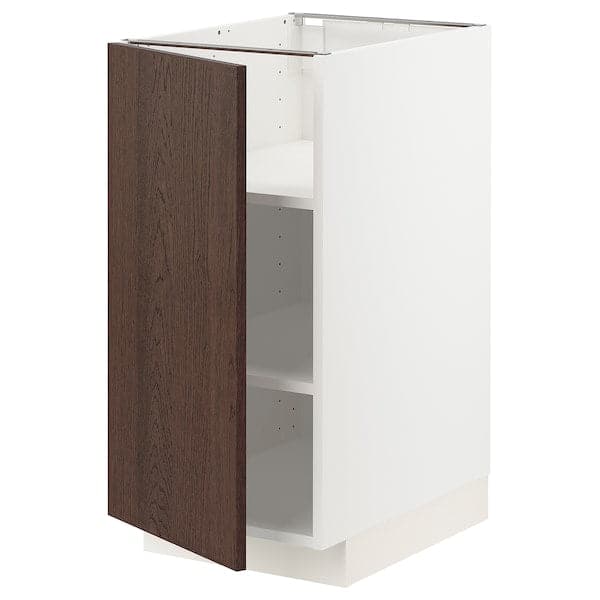 Ikea METOD - Base cabinet with shelves, white/Sinarp brown , 40x60 cm