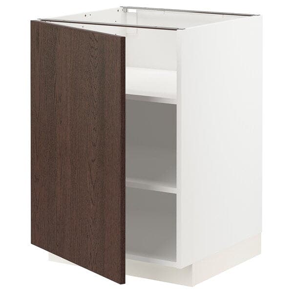 Ikea METOD - Base cabinet with shelves, white/Sinarp brown , 60x60 cm