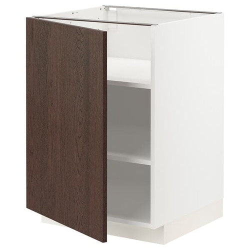 METOD - Base cabinet with shelves, white/Sinarp brown , 60x60 cm