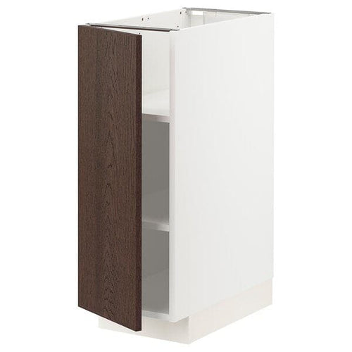 METOD - Base cabinet with shelves, white/Sinarp brown, 30x60 cm