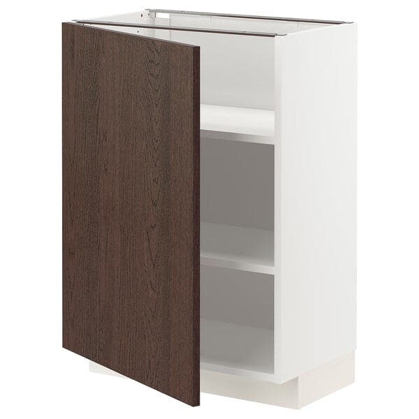 Ikea METOD - Base cabinet with shelves, white/Sinarp brown , 60x37 cm