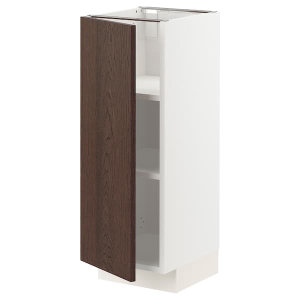 Ikea METOD - Base cabinet with shelves, white/Sinarp brown , 30x37 cm