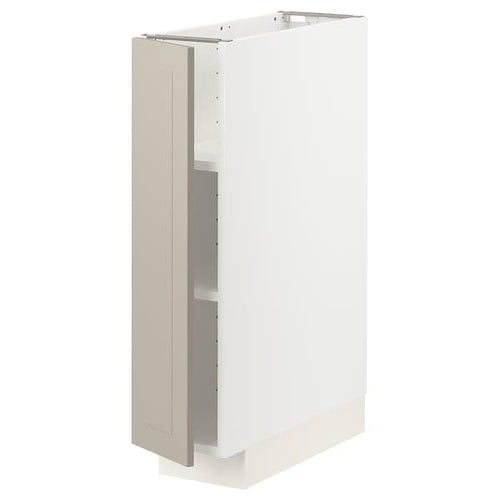 METOD base cabinet with shelves, white/Stensund beige, 20x60 cm