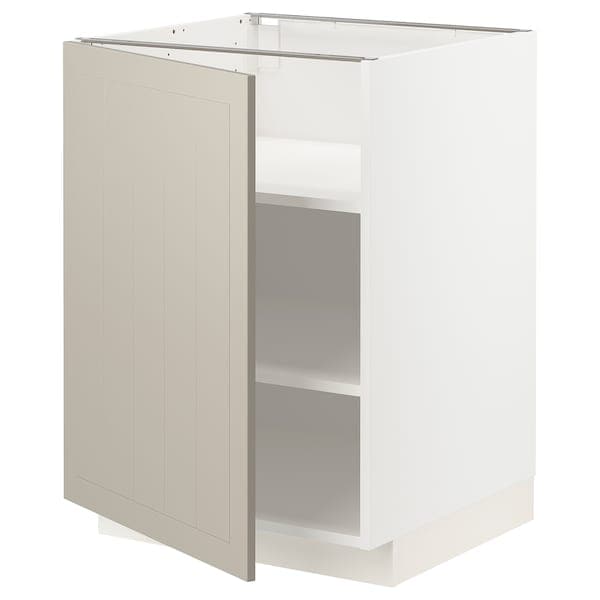 Ikea METOD - Base cabinet with shelves, white/Stensund beige, 60x60 cm