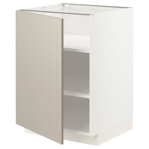 METOD - Base cabinet with shelves, white/Stensund beige, 60x60 cm