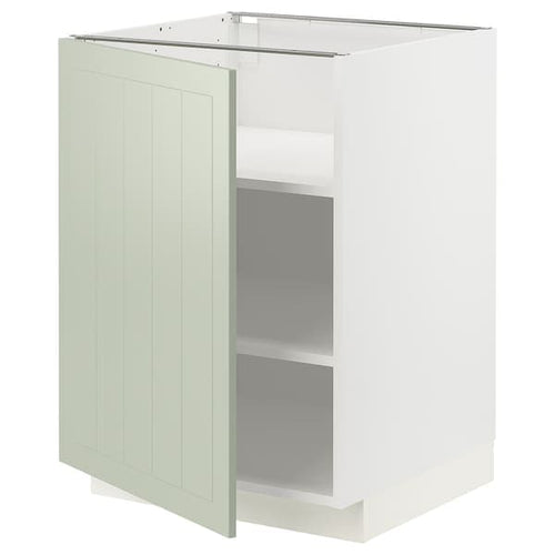 METOD base cabinet with shelves, white/Stensund light green, 60x60 cm