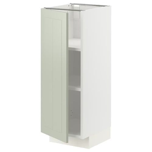 METOD - Base cabinet with shelves, white/Stensund light green, 30x37 cm