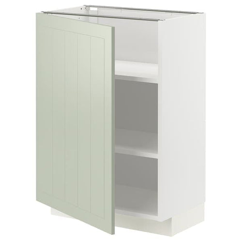 METOD base cabinet with shelves, white/Stensund light green, 60x37 cm