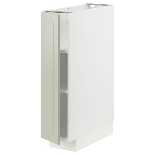 METOD base cabinet with shelves, white/Stensund light green, 20x60 cm