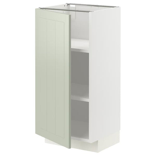 METOD base cabinet with shelves, white/Stensund light green, 40x37 cm