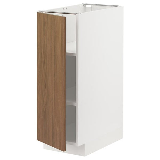 Ikea METOD - Base cabinet with shelves, white/Tistorp brown walnut effect, 30x60 cm