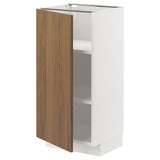 METOD base cabinet with shelves, white/Tistorp brown walnut effect, 40x37 cm