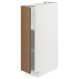 METOD base cabinet with shelves, white/Tistorp brown walnut effect, 20x60 cm