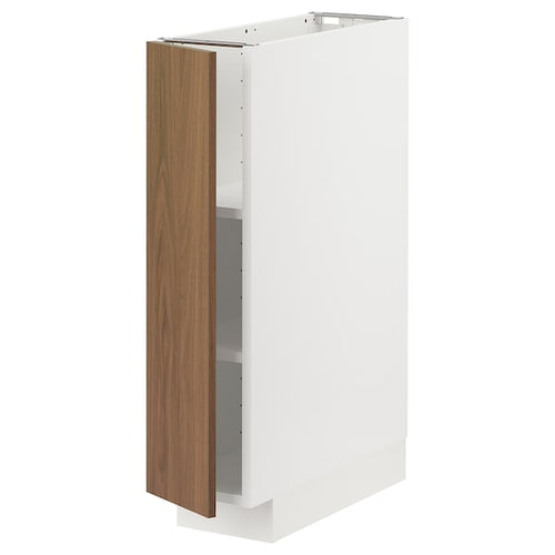 METOD - Base cabinet with shelves, white/Tistorp brown walnut effect, 20x60 cm