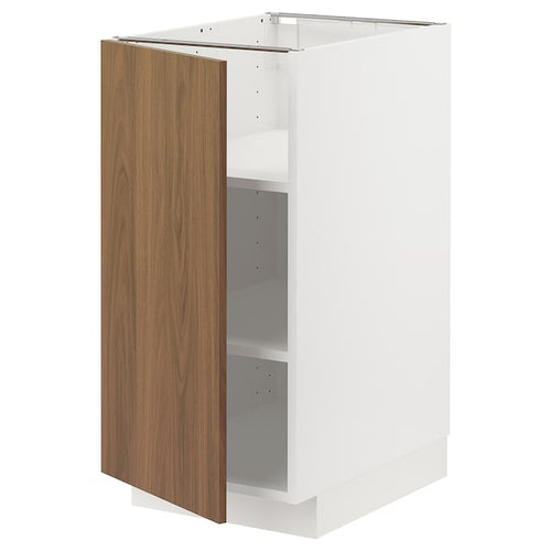 METOD - Base cabinet with shelves, white/Tistorp brown walnut effect, 40x60 cm