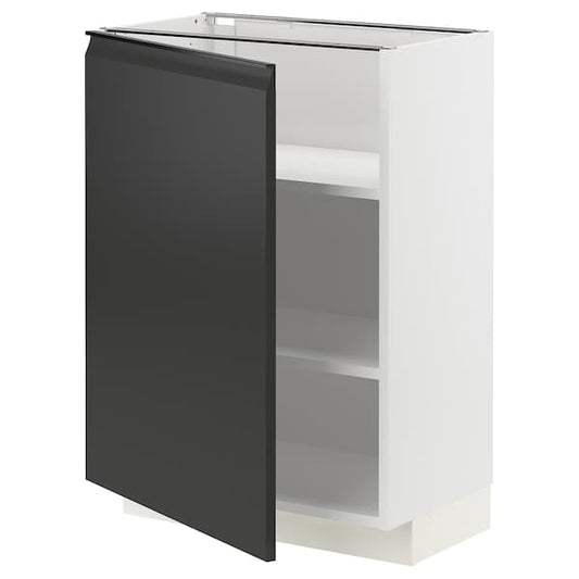 Ikea METOD - Base cabinet with shelves, white/Upplöv matt anthracite, 60x37 cm