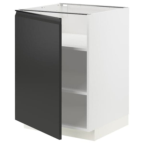 METOD - Base cabinet with shelves, white/Upplöv matt anthracite, 60x60 cm
