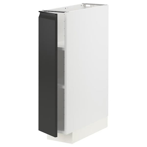 METOD - Base cabinet with shelves, white/Upplöv matt anthracite , 20x60 cm