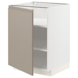 METOD base cabinet with shelves, white/Upplöv matt dark beige, 60x60 cm