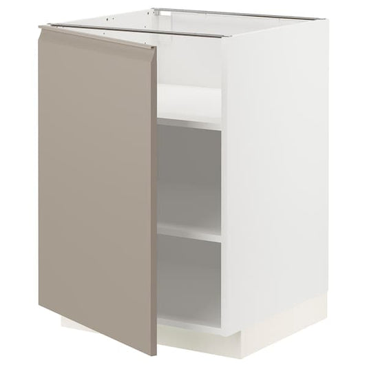 Ikea METOD - Base cabinet with shelves, white/Upplöv matt dark beige, 60x60 cm
