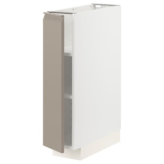 METOD - Base cabinet with shelves, white/Upplöv matt dark beige, 20x60 cm - best price from Maltashopper.com 49491619